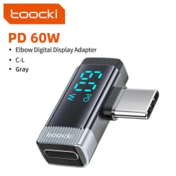 Toocki 90 Degree Lighting To Type C Adapter OTG PD 60W Connector Digital Display Fast Charge For Laptop Converter iPhone 16 15