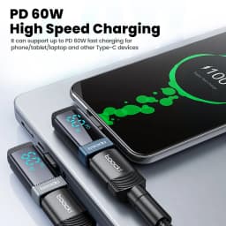 Toocki 90 Degree Lighting To Type C Adapter OTG PD 60W Connector Digital Display Fast Charge For Laptop Converter iPhone 16 15