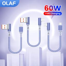 10CM 20CM Short Elbow USB C Cable 60W USB A To Type C Fast Charging Cable for iphone 15 16 Huawei Samsung Xiaomi Power Bank Cord
