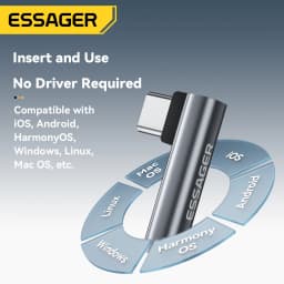 Essager Audio Adapter Type-C to 3.5mm for iPhone 16 15 Huawei Lightning to 3.5mm Elbow Audio Converter for Tablet Laptop iPhone