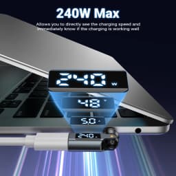AUFU Digital Display USB C Magnetic Adapter PD240W 9Pin USB C to Type C Fast Charging USB-C Female OTG Converter for Samsung IPh