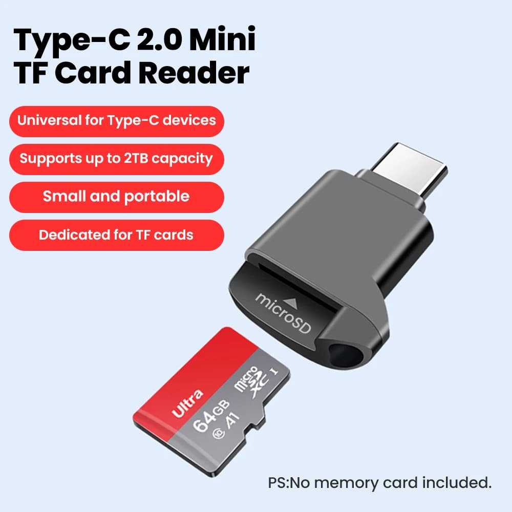 Mini Type C Card Reader Type C To TF Memory Card Reader USB2.0 High Speed Card Reader For PC Laptop Iphone17 16 Samsung