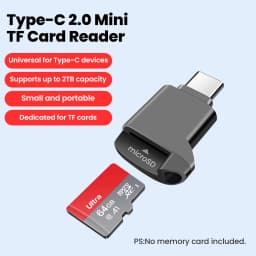 Mini Type C Card Reader Type C To TF Memory Card Reader USB2.0 High Speed Card Reader For PC Laptop Iphone17 16 Samsung