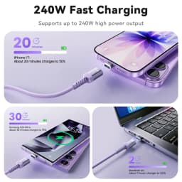 Toocki 240W USB C Magnetic Charging Cable PD Fast Charging Type C to Type C Cable For iPhone 17 Macbook Huawei Samsung S26 S25