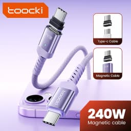 Toocki 240W USB C Magnetic Charging Cable PD Fast Charging Type C to Type C Cable For iPhone 17 Macbook Huawei Samsung S26 S25
