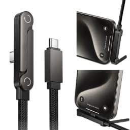 65W USB Fast Charging Cable With Foldable Phone Holder 2-in-1 Type-C Quick Charge Data Wire USB C Charging Line For Mobile Phone