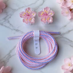 Colored Flower Laser White Line Circle Charger Protector Cover For iPhone For Samsung Type-C Charger Line Protectors Cover
