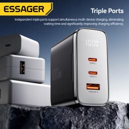 Essager 100W GaN USB Type C Charger Digital Display QC 4.0 PD 3.2 Fast Charge For Samsung Huawei iPhone17 Laptop MacBook