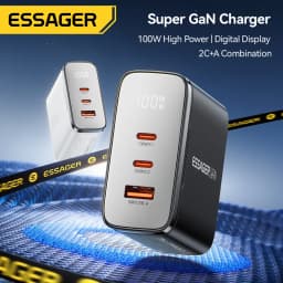 Essager 100W GaN USB Type C Charger Digital Display QC 4.0 PD 3.2 Fast Charge For Samsung Huawei iPhone17 Laptop MacBook