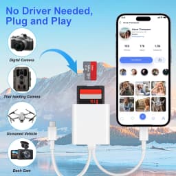 SD Memory Card Reader for iPhone USB C/Lightning Dual Interface Digital Camera Adapter to MacBook/USBC Laptop for SD/TF/Sim Card