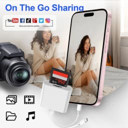 SD Memory Card Reader for iPhone USB C/Lightning Dual Interface Digital Camera Adapter to MacBook/USBC Laptop for SD/TF/Sim Card