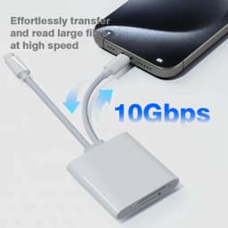 SD Memory Card Reader for iPhone USB C/Lightning Dual Interface Digital Camera Adapter to MacBook/USBC Laptop for SD/TF/Sim Card