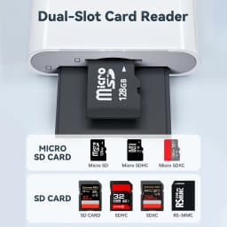 SD Memory Card Reader for iPhone USB C/Lightning Dual Interface Digital Camera Adapter to MacBook/USBC Laptop for SD/TF/Sim Card
