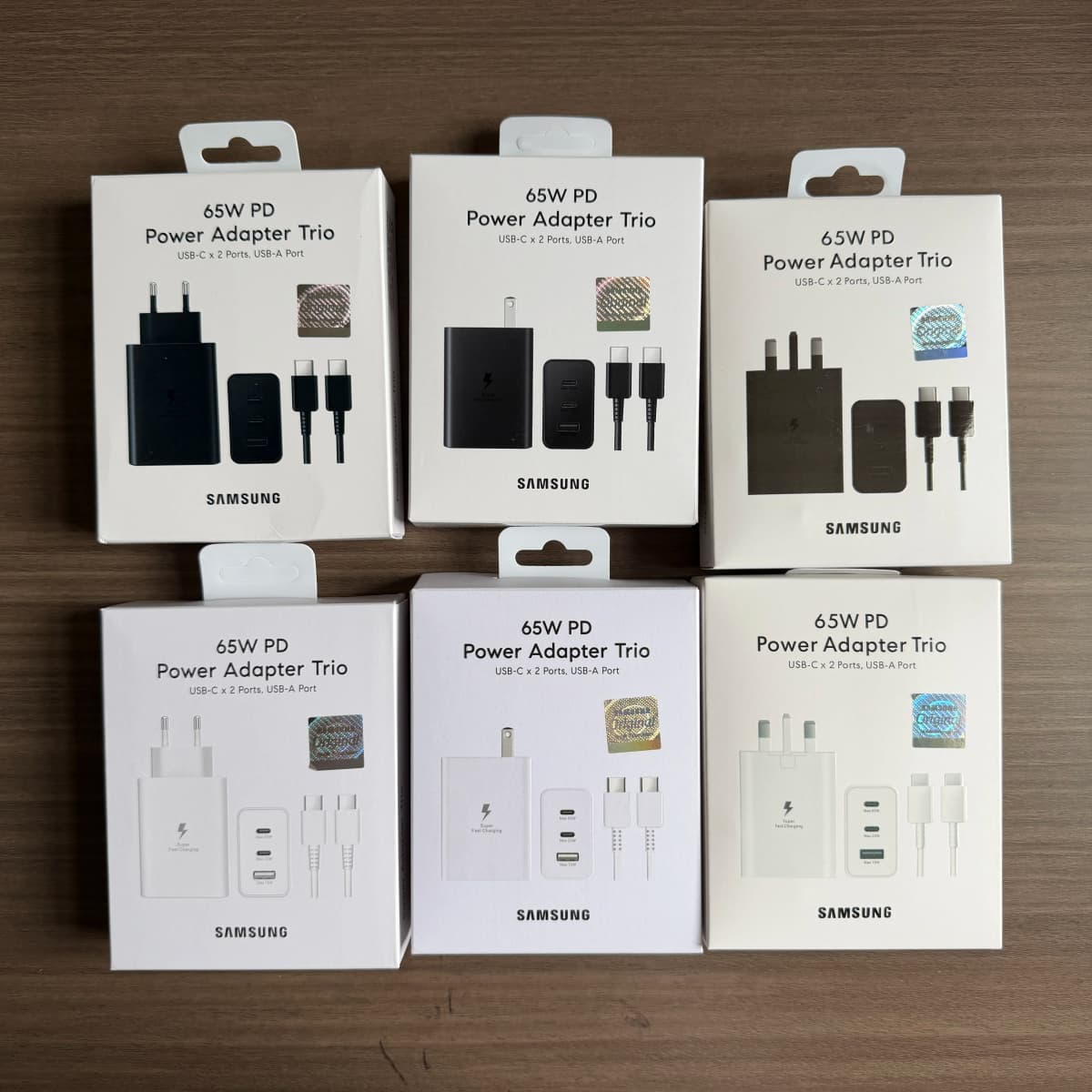 Samsung 65W EU/UK/US 3-Port Super Fast Charging Wall Charger, for Samsung Complete Series Mobile Phone Tablet With 1M 5A Cable