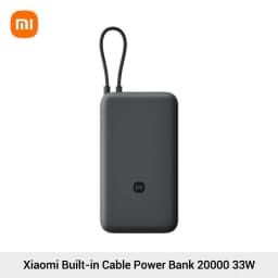 Xiaomi 20000mAh 33W Two-Way Fast Charging Power Bank with Built-in USB-C Cable Portable External Battery for iPhone 15-17 Xiaomi