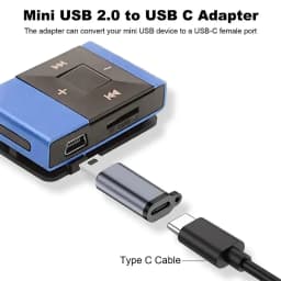 2PCS USB C Female to Mini USB 2.0 Male Adapter 480Mbps Data Transfer Charging Converter Connector for Digital Camera MP3 Player