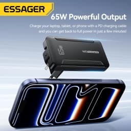 Essager Ultra Thin 65W GaN pro Travel Charger Quick Charge 4.0 PD3.0 Portable Type-C for iPhone 17 16 15Samsung MacBook Laptop
