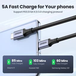 UGREEN 100W USB Type C To USB C Cable For iPhone 17 16 MacBook iPad Samsung Poco PD Fast Charging Charger Cord 5A E-Marker Chip