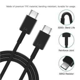 PD 45W 5A Dual USB-C Super Fast Charge Cable For Samsung S23 S24 S25 Plus Note 20 Ultra A53 A54 A55 Type-C Quick Charging Cables