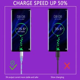 NNBILI USB Type C Cable 3A Fast Charging Data Cord for Samsung Xiaomi OPPO Huawei Phone Charger Micro USB Wire LED Cable
