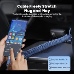 Toocki 100W USB C To USB Type Cable Spring Telescopic Car Phone Charger Type C Cable For Macbook iPhone 15 Samsung Huawei Xiaomi
