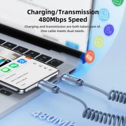 Toocki 100W USB C To USB Type Cable Spring Telescopic Car Phone Charger Type C Cable For Macbook iPhone 15 Samsung Huawei Xiaomi