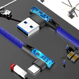 90 Degree 5A 45W Super Fast Charge USB Type C Cable for Huawei Xiaomi Redmi Oneplus 12 Pro Realme OPPO VOOC Charger Data Cord 2M