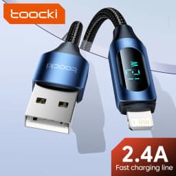 Toocki LED Display USB Cable For iPhone 14 13 12 11 Pro Max Fast Charger Charging Lighting 2.4A USB Wire Cord X XR 8 7 1m 2m