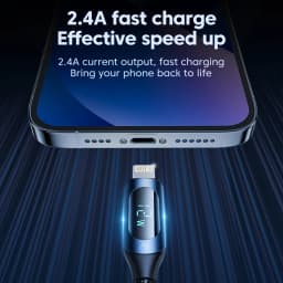 Toocki LED Display USB Cable For iPhone 14 13 12 11 Pro Max Fast Charger Charging Lighting 2.4A USB Wire Cord X XR 8 7 1m 2m