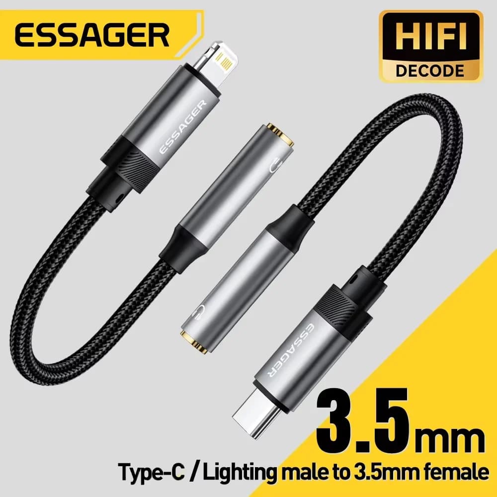 Essager Type C To 3.5mm Jack AUX Cable for iPhone 15 Samsung MacBook Lighting to 3.5mm Headphone Audio Adapter for iPhone 14 13