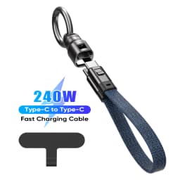 USB-C 240W Mobile Phone Fast Data Cable Type-C to Type-C Keychain Anti Loss Hanging Rope Short Line Laptop Tablet Charging Cable