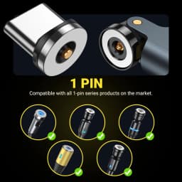 AUFU 1PIN Magnetic OTG Adapter For iPhone Xiaomi 540 Rotate Elbow Magnet Micro USB to Type C Male Converter for HUAWEI Samsung