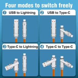 4 In 1 120W USB Type C to Type C Cable for Huawei Honor 3 IN 1 PD 100W Fast Charging Data Cable for iPhone 15 Pro Max 1M/1.5M/2M