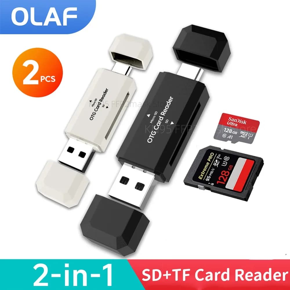 2 in 1 USB 2.0 Type C SD TF Card Reader High Speed Card Reader for PC Laptop Accessories Smart Memory Cardreader SD Card Adapter