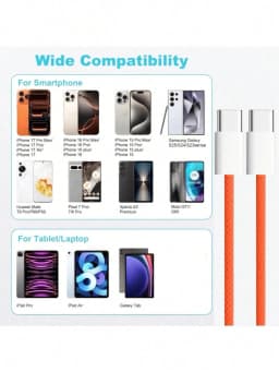 Fast Charger Cable Compatible with iPhone 17/16/15 USB-C to Type C Charging Data Cable Nylon Braided 3.3/6.6 Feet Long
