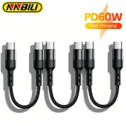 NNBILI 3pcs Fast Charging Type C to Type C Cable 60W Portable Short USBC Data Cord For iPhone 17 Samsung Macbook iPad 0.3M/0.5M