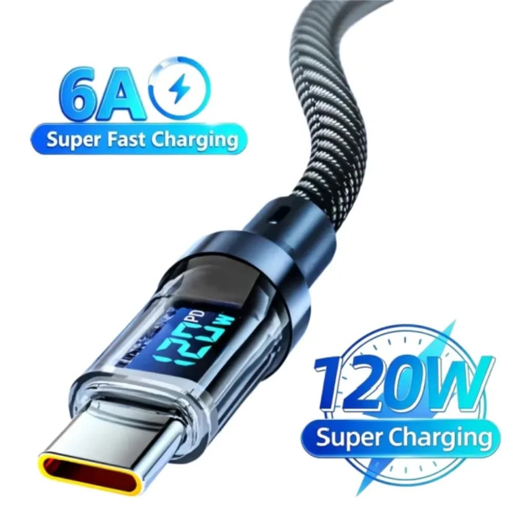 100W USB C 120W USB A Charging Cables with LED Display Screen, USB C=C-C,USB A=A-C, Not for Xiaomi iPhone Samsung