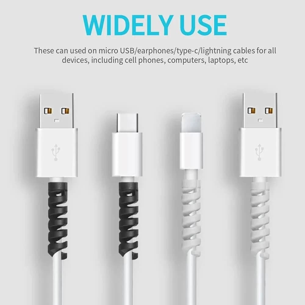 6/20pcs Cable Protector Silicone Charge Cable Spiral Winder Wire End Cord Savers Cover For Phone USB Charger Cable Accessories