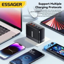 Essager 100W US/KR Plug USB Type C GaN Charger For Laptop Macbook PD Fast Charging For iPhone 16 15 14Pro Samsung Charge Adapter