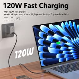120W Fast Charging Magnetic Cable Nylon Braided USB‑A to Type‑C Cable Magnetic Dust‑proof Data Wire for Smartphone Notebook