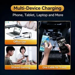 1. 3 in 1 100W Fast Charging Cable Transparent LED Night Light USB Type C Micro Charger Cord for iPhone Huawei