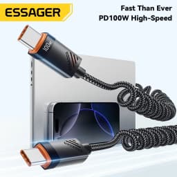 Essager 100W Type C To Type C Cable PD Fast Charging For iPhone 16 15 Xiaomi Samsung Macbook iPad 5A USB C Car Spring Data Cable