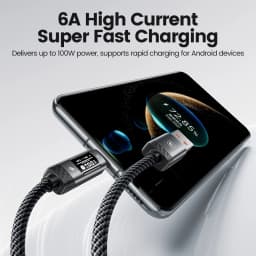 Toocki 100W USB A Cbale Fast Charging OLED Digital Display 6A USB To Type C Data Cord For iPhone 16 17 Huawei 70 Honor 80 Pro
