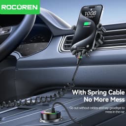Rocoren 70W USB C Car Charger With Spring Charging Cable Fast Charging Type C Car Quick Charger Adapter For iPhone 16 15 Xiaomi