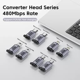 Type C Female to Mini USB Male Adapter Micro USB to USB C Adapter 480Mbps Data Transfer Fast Charging Converter for Phone