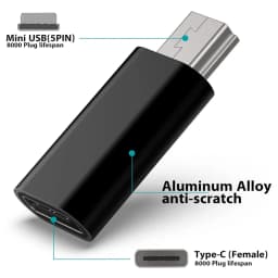 USB C to Mini USB Adapter (2/3/5 Pcs) C-Type Female Head to Mini USB Male Head Used for Mobile Phones PSP Cameras MP3 GPS R
