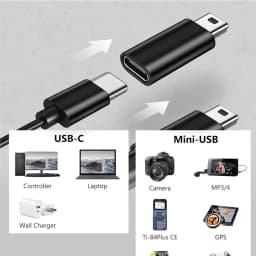 USB C to Mini USB Adapter (2/3/5 Pcs) C-Type Female Head to Mini USB Male Head Used for Mobile Phones PSP Cameras MP3 GPS R