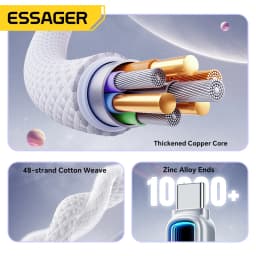 Essager 240W USB C to USB C Cable 100W PD3.1 Fast Charging for MacBook Laptop iPhone 17 16 15 pro Max iPad Samsung Type C Cable