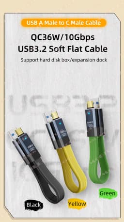 McGiLLon USB3.2 10Gbps Type C Cable USB A to Type-C 3.2 Cable Data Transfer USB C SSD Hard Disk Cable 3A 36W QC3.0 Fast Charging