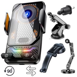 15W Universal Car Phone Wireless Charger Holder Touch 90° Rotation Mount for Samsung S25 S24 Iphone 17 16 15 14 13 12 11 Pro Max